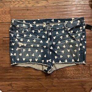 Torrid Disney Mickey Mouse Print Denim Distressed Shorts Size 26